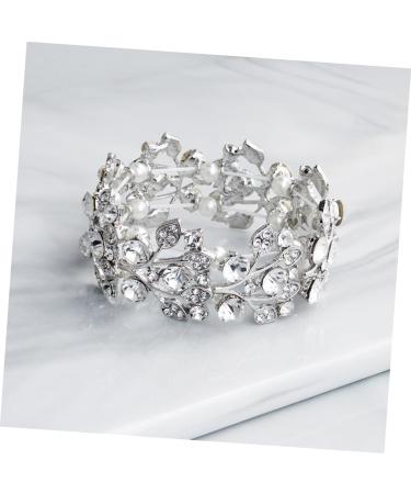 Gleavi Wedding Accessories: Strass & Pearl Bracelets | Diamond & Crystal Bangle for Women | Open Tennis Bracelet - 2pcs Silver - Buy Online on GoSupps.com