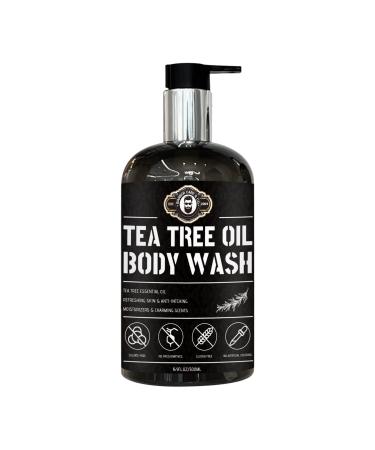 BARBER CARE & CO. Tea Tree Oil Body Wash - Soothes Itching Promotes Healthy Skin Helps Nail Body Odor Jock Itch - Soothing Calming Hydrating for Normal Oily & Dry Sensitive Skin (16.90 Oz)