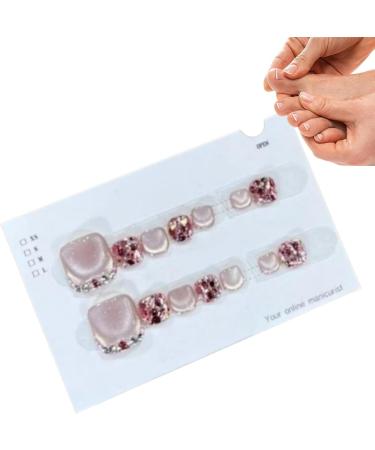 Moonyan Glitter Press On Toenails - Glitter Toenails | Sparkling Cat's EyeToenail Glossy Fake Toe Nails Manicure Art Easy to Apply for Women Girls for Summer - Buy Online on GoSupps.com
