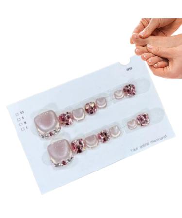 Artificial Toenail Glitter Toe Nails Manicure Art Glossy Fake Toe Nails Sparkling Cat's Eye Toenail for Summer for Women Girls