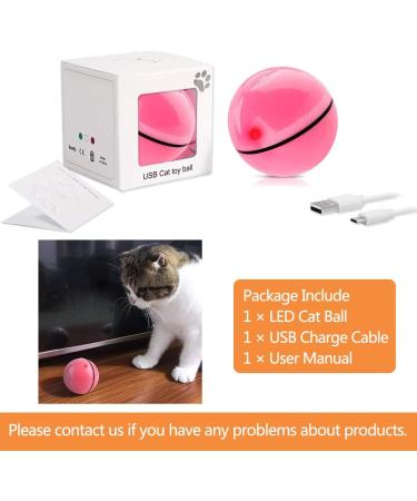 DIWUJI Cat Toys Ball Interactive Automatic Self Rotating Rolling Balls USB Rechargeable LED Light Entertainment Pet Exercise Chaser Toys For Kitten (Pink) - Buy Online on GoSupps.com