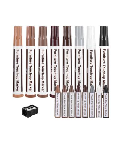 Furniture Repair Kit,Wood Touch Up Pens,Laminate Scratch Repair,Wax Sticks for Wood Repair,Furniture Markers Touch Up,Set of 17-Markers and Wax Sticks with Sharpener Kit for Furniture Repai - Buy Online on GoSupps.com
