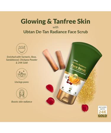 AM Ubtan De-Tan Radiance Face Scrub With 24K Gold For Gentle Exfoliation Unclogs Pores Glowing & Rejuvenated Skin Anti-Tan No Silicon Sulphates Comedogenic & Preservatives 100g - Buy Online on GoSupps.com
