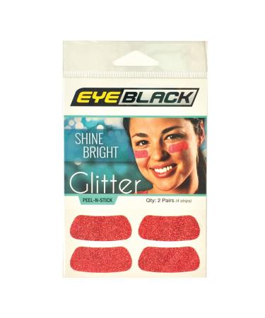 EyeBlack Red Softball Glitter Eye Black Strips, 2 Pair