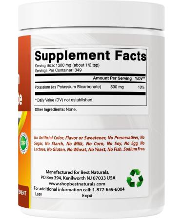 Best Naturals Pure Potassium Bicarbonate 1 LB Powder - Buy Online on GoSupps.com
