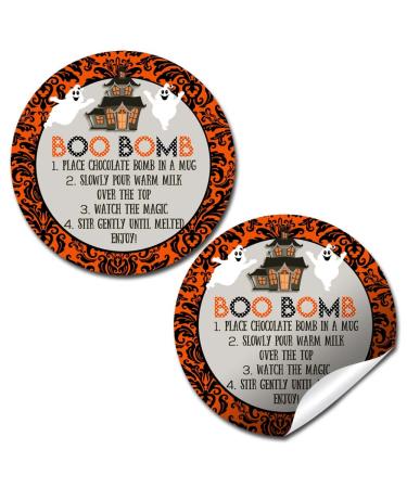 Boo Bomb Halloween Ghost Haunted House Themed Hot Cocoa Bomb Sticker Labels  Total of 40 2 Circle Stickers by Amanda Creation