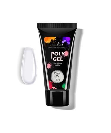 Builder Gel for Nails- Clear Poly Gel Nail 15ML False Nail Extension Gel Poly Nail Thickening Builder Gel for Beginners & Nail Art Lovers At Home Clear Gel