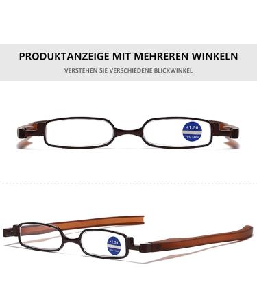 Lanomi Foldable Reading Glasses - 360 Rotating Temples Mini Pocket Reader Metal Design | +1.00 to +4.00 Diopters in Brown - Buy Online on GoSupps.com