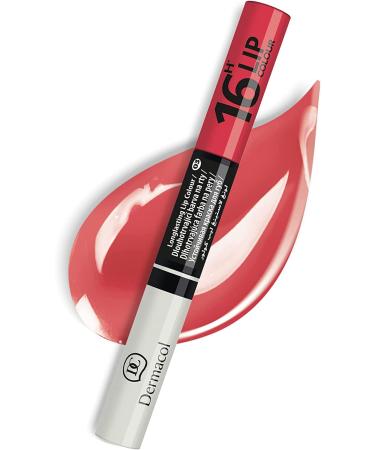 Dermacol - 16-Hour Lip Colour  Highly Pigmented Glossy Lip Stain  Two-Phase Lip Plumper Gloss  Kissproof Lip Makeup Products with Matte and Glitter Finish  No.3 Cherry Red Lipstick  7.1 mL No.3 Cherry Red 7.1 ml