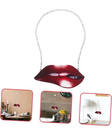 Yardenfun Lip Pendant Fashion Ornament Vintage Women Red Lip Wall Decor Wall Hanging Decor Metal Statue Woman Red 14.50X6.50X0.50CM - Buy Online on GoSupps.com
