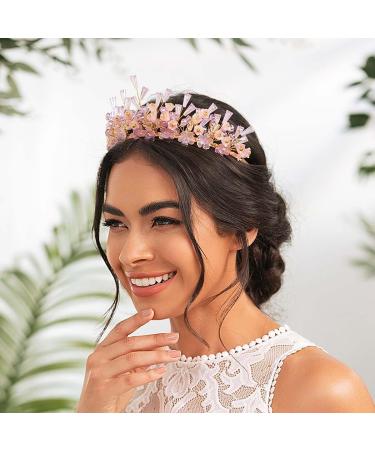 IYOU Princess Wedding Headband Crown Purple Flower Hair Bands Tiaras Crystal Bridal Hair Accessories for Girls - Buy Online on GoSupps.com
