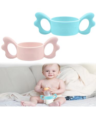 Baby bottles handles silicone baby bottle handle silicone bottle handle handle holder bottle handle holder wide neck baby bottle handles baby bottles handle silicone baby bottle handles silicone 2 pieces pink & blue 2PCs