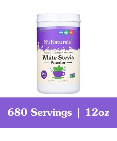 NuNaturals NuStevia White Stevia Powder 12 oz - Natural Sweetener, Zero Calories - Buy Online on GoSupps.com