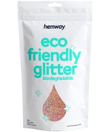 Hemway eco Friendly Biodegable Glitter 100g / 3.5 ounces Bio Cosmetic Safe Sparkle vegan for the face eyeshadow body hair nail - 1/64 "0.015" 0.4mm - Rose Gold Holographic