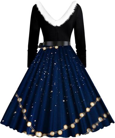 Hanxiulin Women's Christmas Skirt & Hooded Sweater Dress - Dark Blue XXL - Perfect for Autumn & Winter Celebrations - Buy Online on GoSupps.com