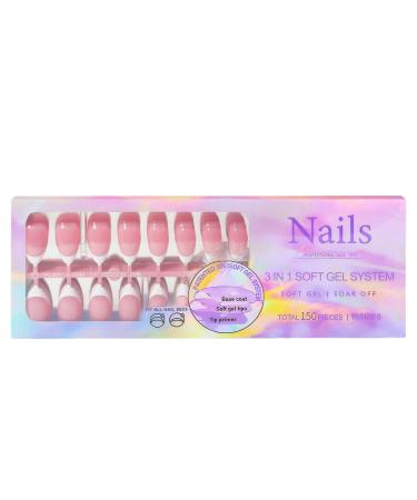 Fake Nails with White Tips Adhesive Trendy False Nails with White French Tips | Beauty Products for Home Wedding Dating Gathering Traveling Haoying 05