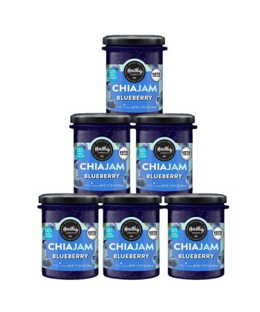 Healthy Crunch - Sugar Free Blueberry Chia Jam - 6 Units x 230ml - Keto Jam Zero Calorie - No Sugar Added - Low Carb & Low Calorie - Ideal for Healthy Snacks Baking and Desserts - Chia Seed Jam