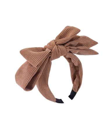 amangul Layered Bowknot Headbands for Woman Anti Slip Headbands Skincare Wide Brim Headband for Girls Washing Face Makeup(Khaki)