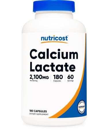 Nutricost Calcium Lactate 2 100mg 180 Capsules - Vegan Non-GMO and Gluten Free 60 Servings
