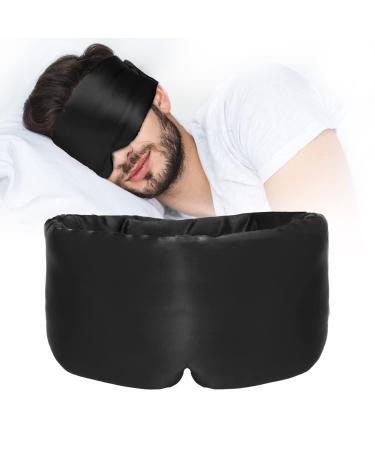 ATREEEBAG silk sleep mask for women and men 100% skin -friendly silk eye mask large night mask with adjustable Velcro tape at home and when traveling 1 piece (deep black) - Buy Online on GoSupps.com
