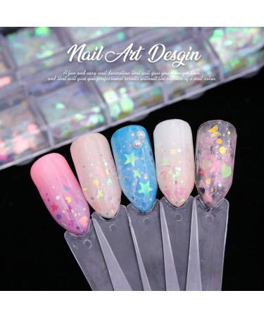 Teenitor 12 Boxes Holographic Nail Sequins - Ultra-Thin Colorful Glitter Sticker for Nail Art, Cosmetic and Festival Glitter Decoration - Buy Online on GoSupps.com