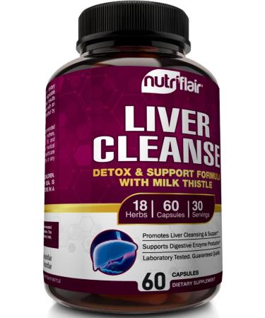 NutriFlair Liver Cleanse Detox with Milk Thistle - 60 Veggie Capsules - Buy Online on GoSupps.com