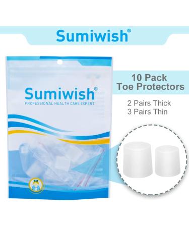 Sumiwish 10x Toe Protectors - Silicone Toe Caps for Men & Women - Pain Relief & Protection for Smaller Toes - White - Buy Online on GoSupps.com