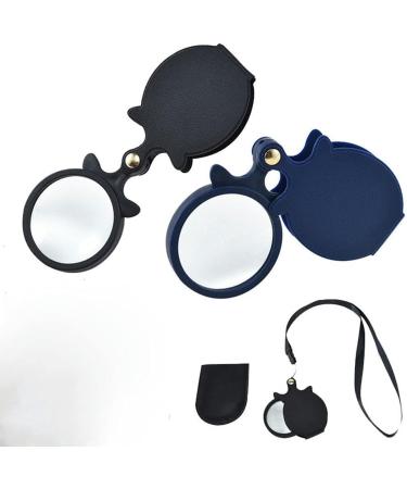 Portable 2pcs 10X Mini Small Pocket Folding Magnifier with Rotating Protective Holster for Reading Newspapers/Books/Magazines Science Hobbies Full of Stars