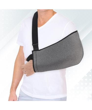 Universal Arm Sling Shoulder Immobilizer - Adjustable Support Strap for Broken Wrist/Elbow/Dislocated Shoulder - XL Grey - Buy Online on GoSupps.com