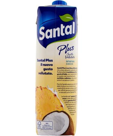 Santal Parmalat Plus Fruit Juice Pineapple and Coconut Fruit juice with a drop of milk Velvety flavor Refreshing drink Tetrapack 1000 ml - Buy Online on GoSupps.com