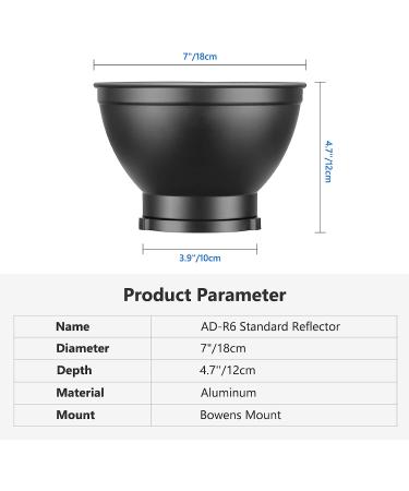 Neewer 7'' Standard Reflector Diffuser Dish for Bowens Mount Studio Flash Light - Buy Online on GoSupps.com
