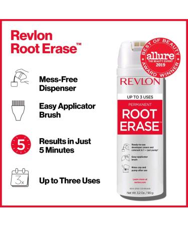 Revlon Permanent Hair Color Dye - At-Home Root Erase + Applicator Brush - Burgundy (4B) - 100% Gray Coverage - 3.2 Fl Oz - Buy Online on GoSupps.com