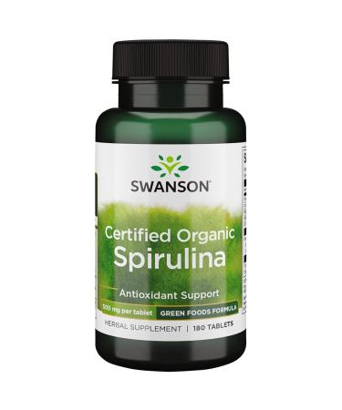 Swanson Certified Organic Spirulina 500 Milligrams 180 Tabs