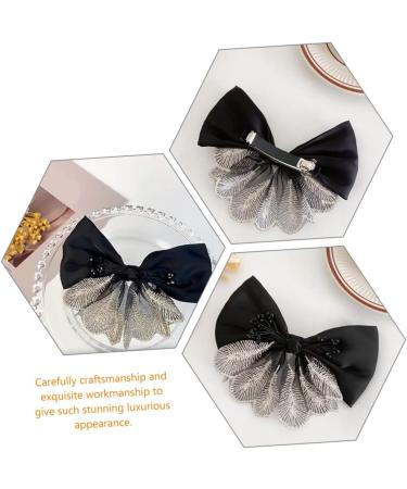 minkissy bow hairpin bow women barrettes Black hair bow headress bow hairpin bow hair barrettes for women xmas bowknot hair ties for women headwear bow woman dense fabric Fabric - Buy Online on GoSupps.com