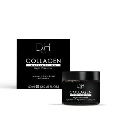 Dr H Collagen Anti-Ageing Night Moisturiser 60ml - Powerful Anti-Aging Skincare with Collagen Palmitoyl Tripeptide-1 and Lactic Acid | Moisturize Firm Reduce Fine Lines & Improve Skin Texture