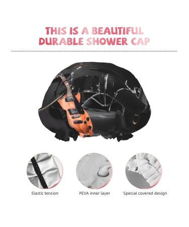 Guitar Printed Shower Cap - Waterproof Bath Cap for Women - Fits All Head Sizes and Hair Textures - Buy Online on GoSupps.com