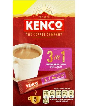 Kenco 3 in 1 Smooth White Instant Coffee with Sugar Sachets X5 - Buy Online on GoSupps.com