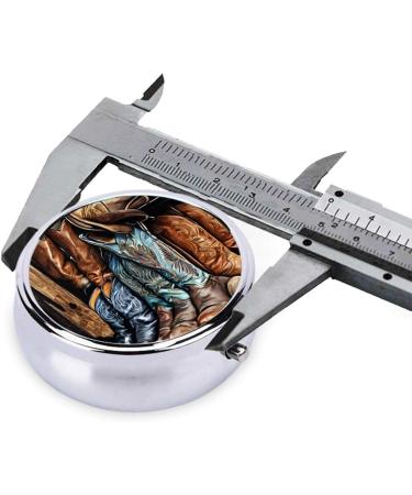 Buy Cowboy Black Hat Western Boots Mini Round Pill Box - Travel Pill Organizer | 3 Compartment Medicine Case for Home & Office - Buy Online on GoSupps.com