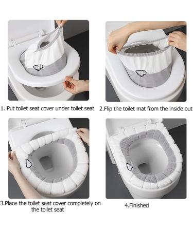 TimeCity 4PCS Warm Toilet Seat Covers Pads | Thicker Winter Bathroom Cushioned Comfort | Stretchable Elongated Washable Seat Pads - Cloud-color - Buy Online on GoSupps.com