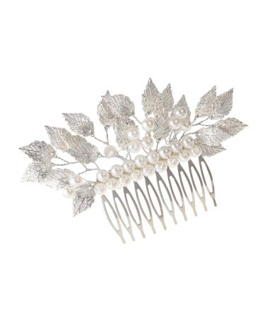 FRCOLOR Hair Accessories Barrettes for Girls Wedding Hairpin Comb Floral Hair Comb Bridal Veil Combs Gold Hair Barrettes Straight Teeth Hair Comb Wedding Hair Clips Zinc Alloy Bride Leaf