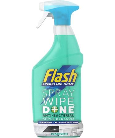 Flash Sparkling Home Spray Wipe Done 800ml Antibacterial Multi-Surface Cleaner Apple Blossom Scent 2 Pack + 2 x Cleaning Cloth + Organza Small Bag - Buy Online on GoSupps.com