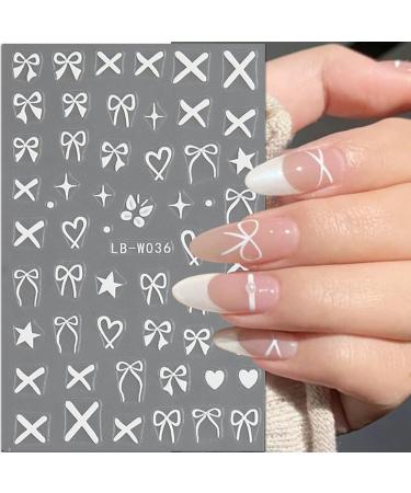 Heart Bows Nail Art Stickers - Black White Red & Pink Bow Tie Designs for Valentine's Day - Perfect Nail Decals for Women & Girls - DIY Acrylic Nails Supplies - Buy Online on GoSupps.com
