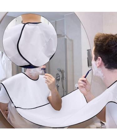Accessotech Beard Shaving Bib Facial Hair Apron Shave Cape Stubble Catcher Trimming Cutting Care Sticks to Mirror (White) - Buy Online on GoSupps.com