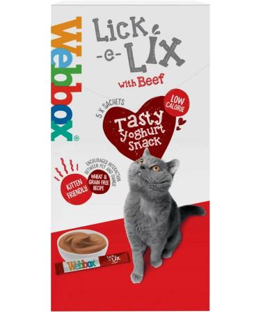 6 PACK WEBBOX LICK E LIX BEEF CAT TREATS TASTY YOGHURT SNACK 5 X 15G SACHETS - Buy Online on GoSupps.com