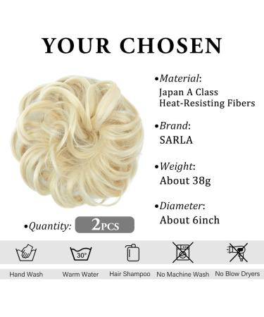 SARLA 2PCS Messy Hair Bun Hair Piece Small Scrunchies Synthetic Bun Hairpieces (Beach Blonde) - Updo Hair Extensions for Women and Girls - Buy Online on GoSupps.com