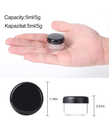 100 Pcs Mini Clear Cream Glass Cosmetic Bottles 5ml Empty Containers for Lip Balm Lotion | Transparent & Black Screw Cap | Ideal for Travel & Samples - Buy Online on GoSupps.com