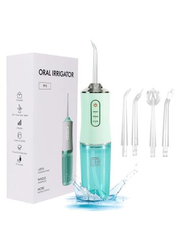 Water Flosser for Teeth Professional Cordless Water Flossers Electric Dental Oral Irrigator with DIY Mode 4 Jet Tips IPX7 Waterproof Portable and Rechargeable for Home & Travel Green