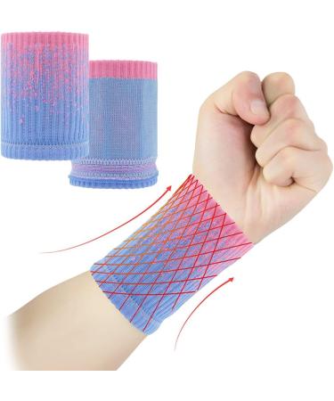 Premium Sport Wrist Bands - Absorbing Nylon Straps for Tennis Basketball & Gymnastics - Soft Thickened Bracelets in Pink & Blue - Buy Online on GoSupps.com