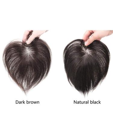 Real Hair Topper for Short Hair - Hand-Knotted Clip-In Crown for Thinner Hair 5x8cm Dark Brown - Buy Online on GoSupps.com