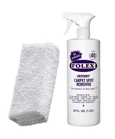 FOLEX Instant Carpet Spot Remover + Daley Mint Cloth | Instant Rug, Upholstery, and Carpet Spot Remover Kit for Home, 32oz